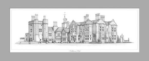 Keylined print of Northbourne Park School